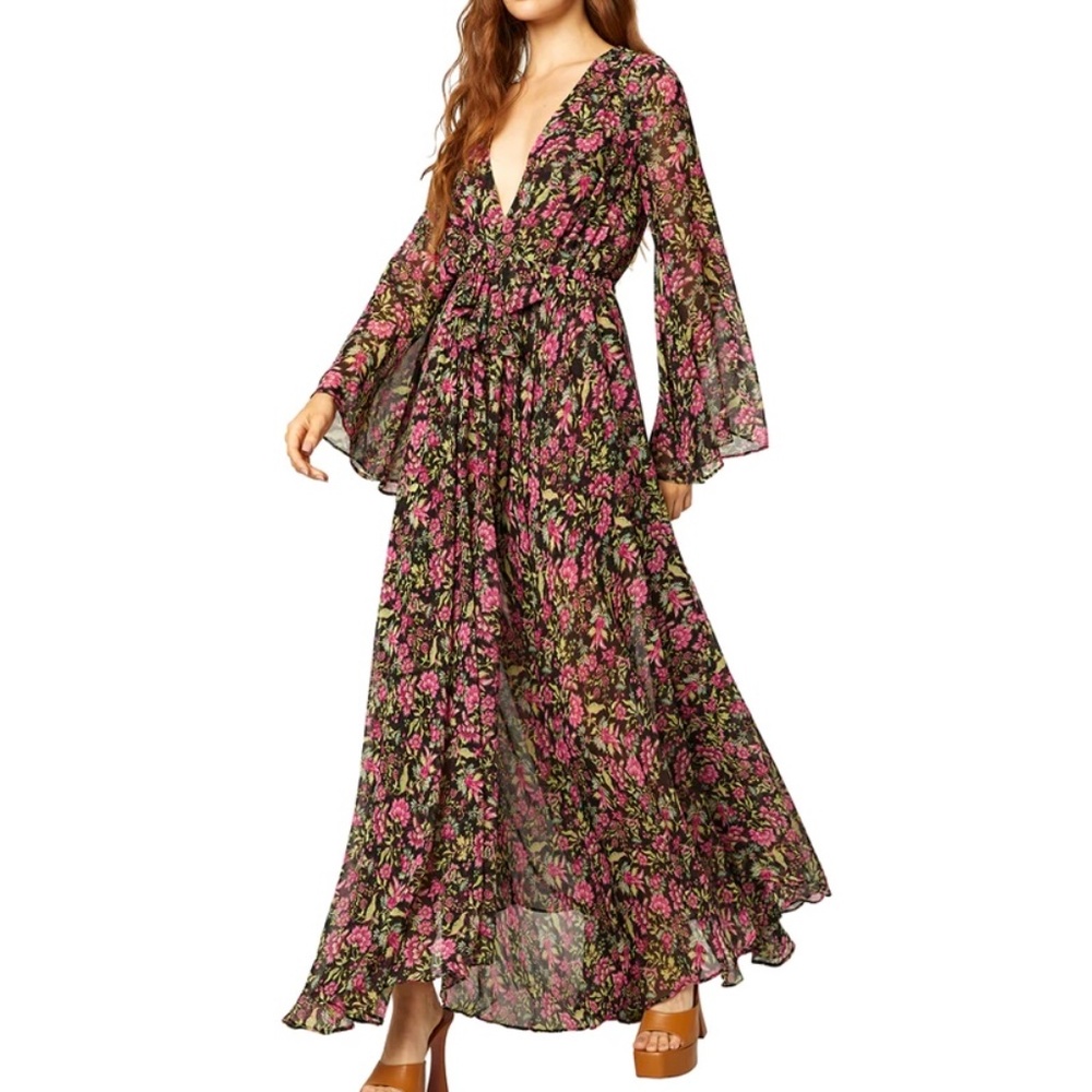 Misa Los Angeles GIA Maxi Flora Fuschia  Dress Size S